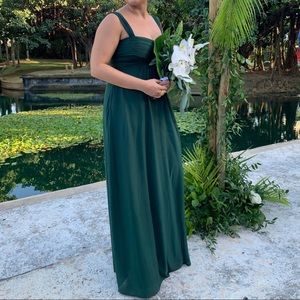 Hunter green evening bridesmaid dress, wedding dress